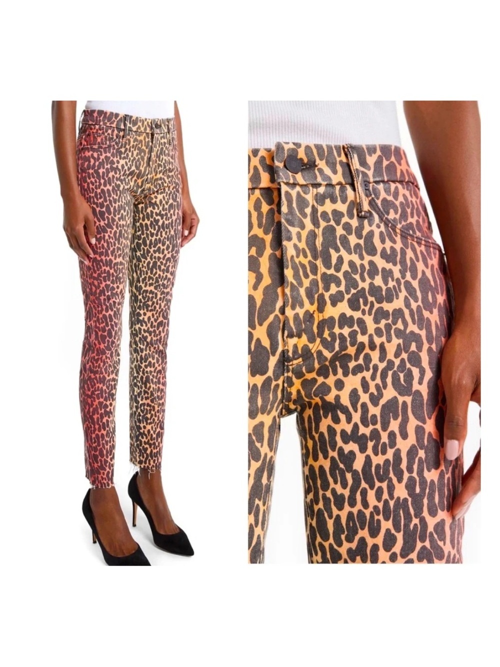 MOTHER High Waisted Looker Fray Ankle Skinny Jeans In Pink Horizon Size 29 - Picture 2 of 12